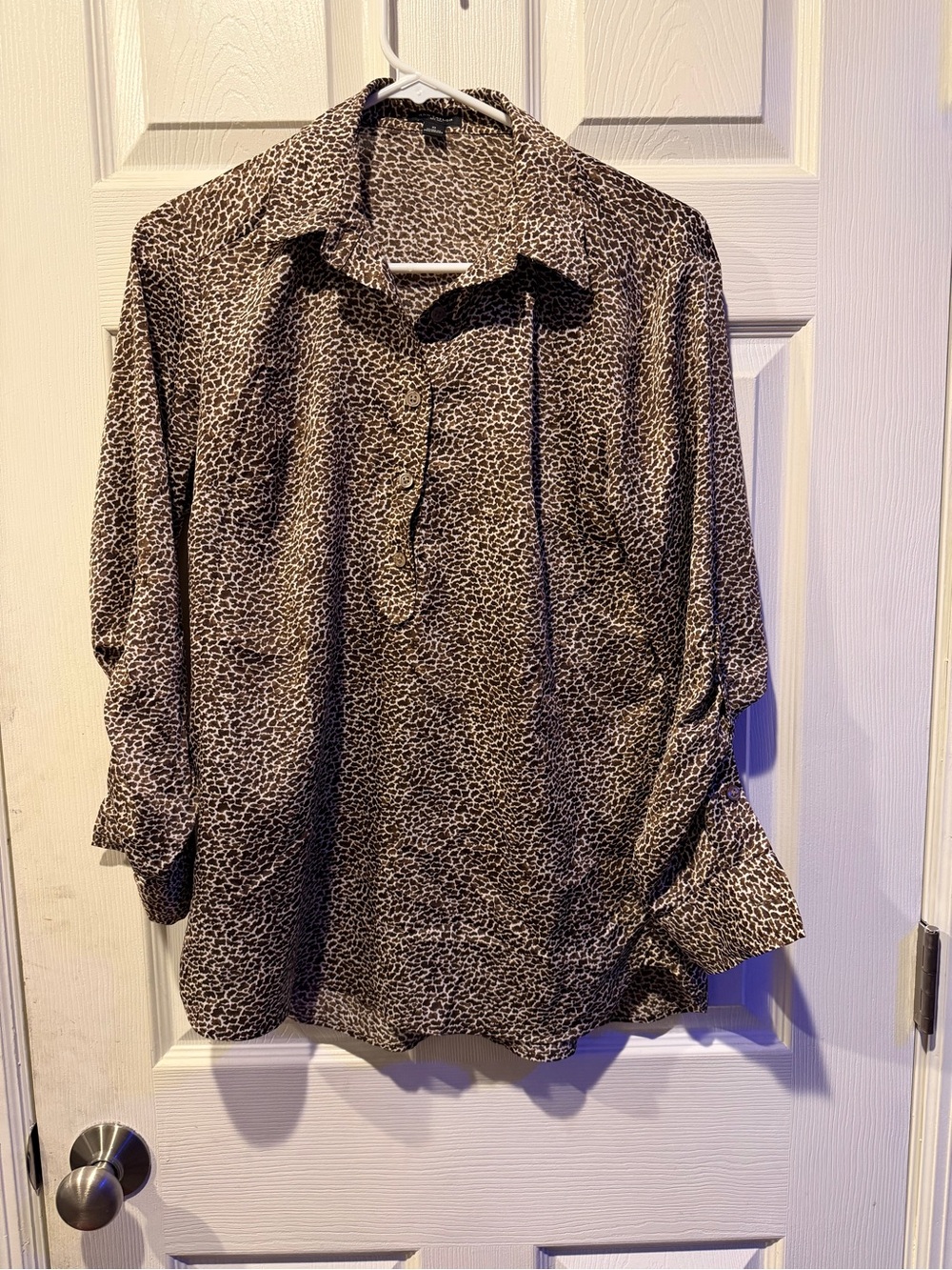 Ann Taylor Leopard Print Button Front Blouse | Size 0